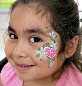picture of face painting heart and flowersr